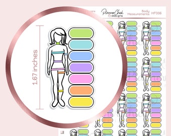 Body Measurement Planner Stickers: Fitness Tracker, Weight Loss