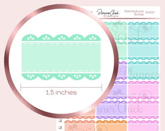 Stitched Lace Half Boxes Planner Stickers