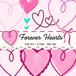 Hand drawn clipart for digital stickers handdrawn Valentine clip art for sublimation heart doodle illustrations clipart for digital planner.