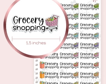AE170 ~ Grocery Shopping Planner Stickers for Erin Condren Life Planner, functional stickers for Happy Planner, groceries, shopping carts
