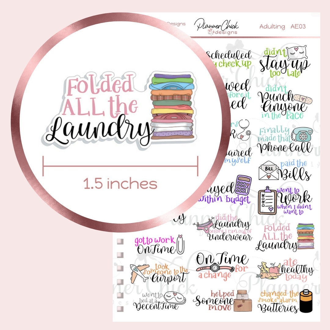 AE03 ~ Adulting Planner Stickers for Erin Condren Lifeplanner, Stickers ...