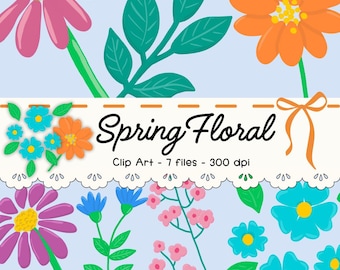 Hand-Drawn Spring Floral Clipart: Digital Stickers, Planner Graphics (Digital Download)