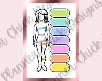 Body Measurements Digital Sticker - for Digital Planner