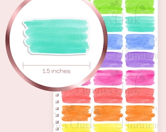 Watercolor Swooshes Planner Stickers: Large Functional Stickers