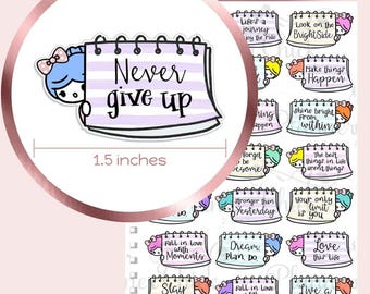 Doodle Girl Inspirational Quote Stickers: Planner Typography