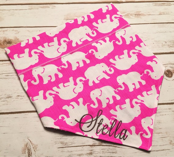 Personalized Dog Bandana. Lilly P pink elephants on the front Etsy