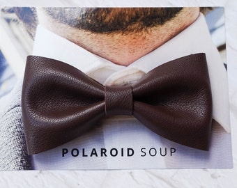 Dark Brown Leather Bowtie, Wedding Bowtie, Groomsmen Gifts, Brown Leather, Bow Tie for Men, Leather Bow Tie, Mens Bowtie, Boys Bowtie