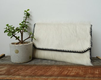 Cowhide Clutch, Hair on Hide Clutch, Purse, Wallet, Travel Pouch, Fur Clutch, Cowhide Fur Purse, Black Cowhide, White Cowhide, Makeup Bag