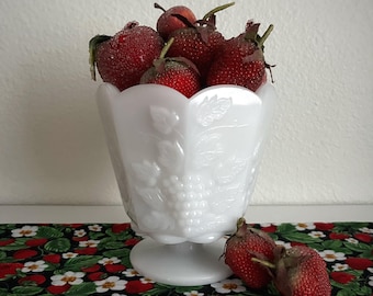 Vintage White Milk Glass Pedestal Vase, White Milk Glass Fruit Bowl, Milk Glass Planter, FREE SHIPPING!