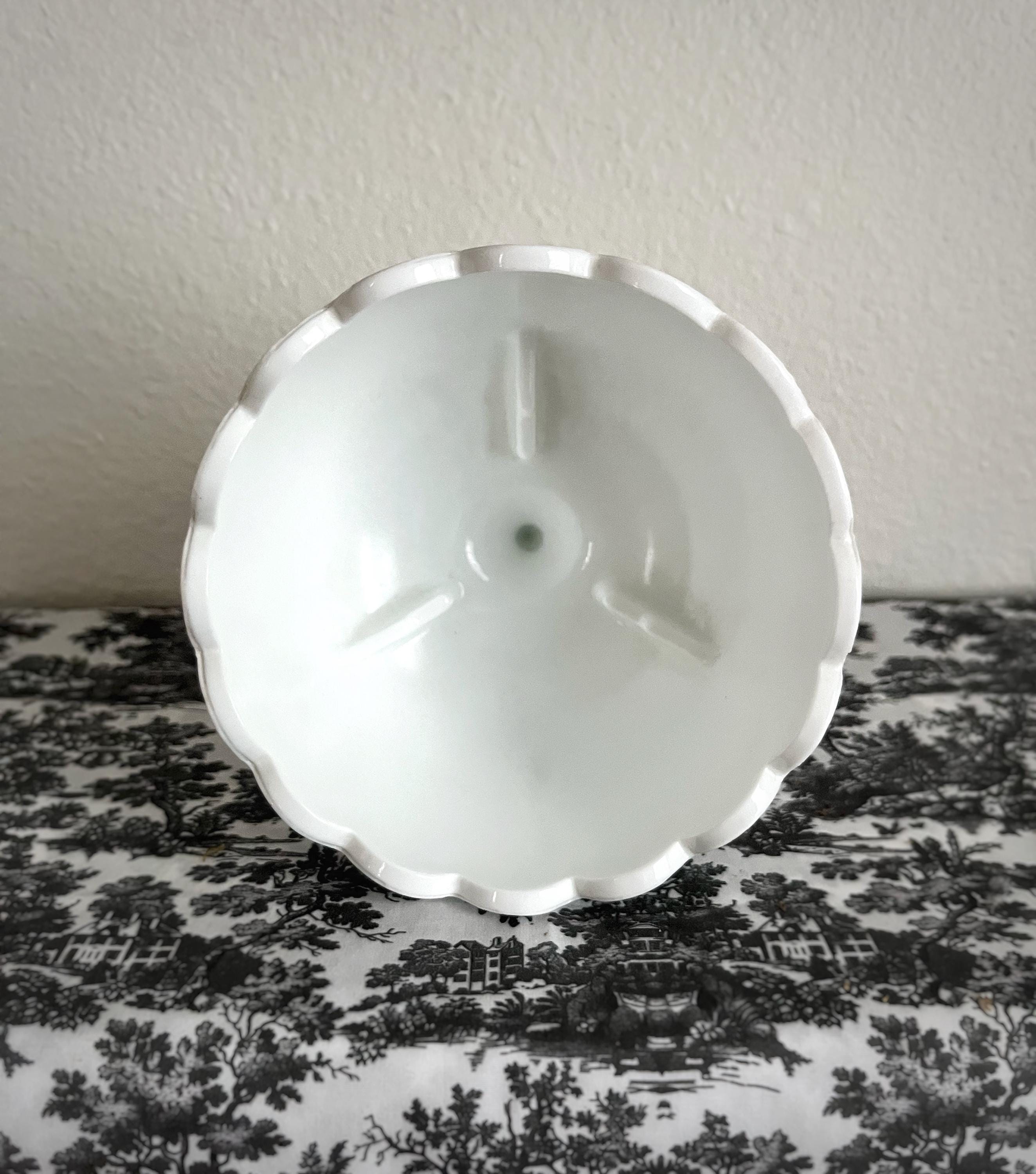 Vintage Milk Glass Pedestal Compote Bowl, Footed Vase With Tear Drop ...