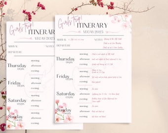 Girls Trip Itinerary Template, Canva Editable (Digital Download)