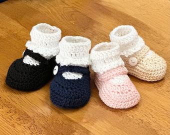 Botines de crochet para bebés prematuros, rosa, marfil, azul marino, negro 2-1/2", 3"