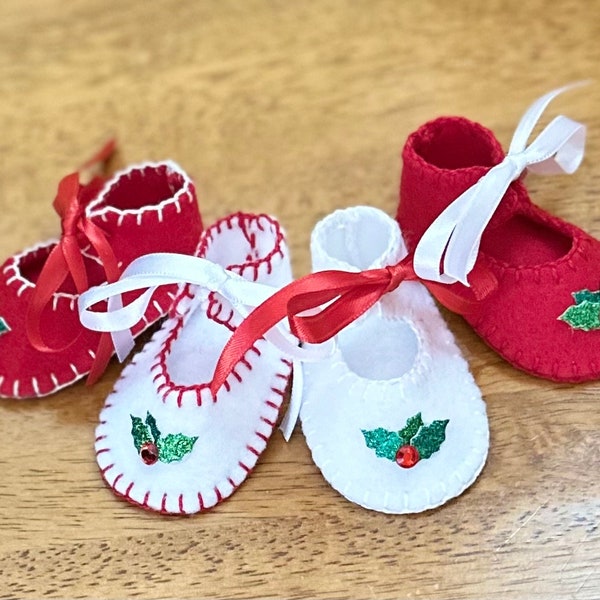 Preemie Girl Holiday Shoes, Red, White 2-1/2 Inches, 3 Inches