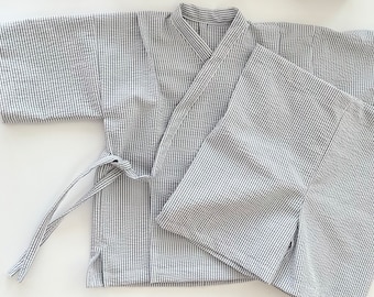 Jinbei gris en deux pièces, 4 dents