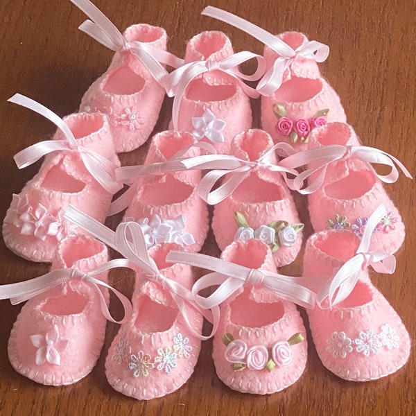 Preemie Girl Felt Booties, Color Pink, 2 inches, 2-1/2 Inches, 3 Inches