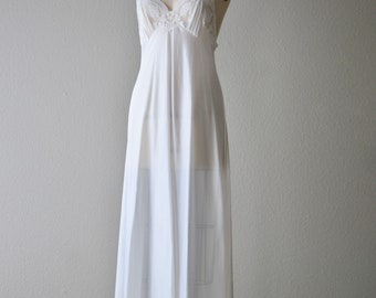 Vintage white slip dress size small lace maxi floral romantic Lily of France