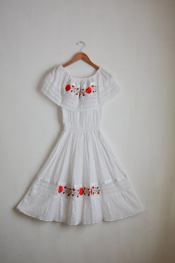 Mexican Embroidered Cotton Dress Floral 
