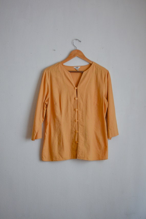Vintage Linen Yellow Blouse Buttoned 