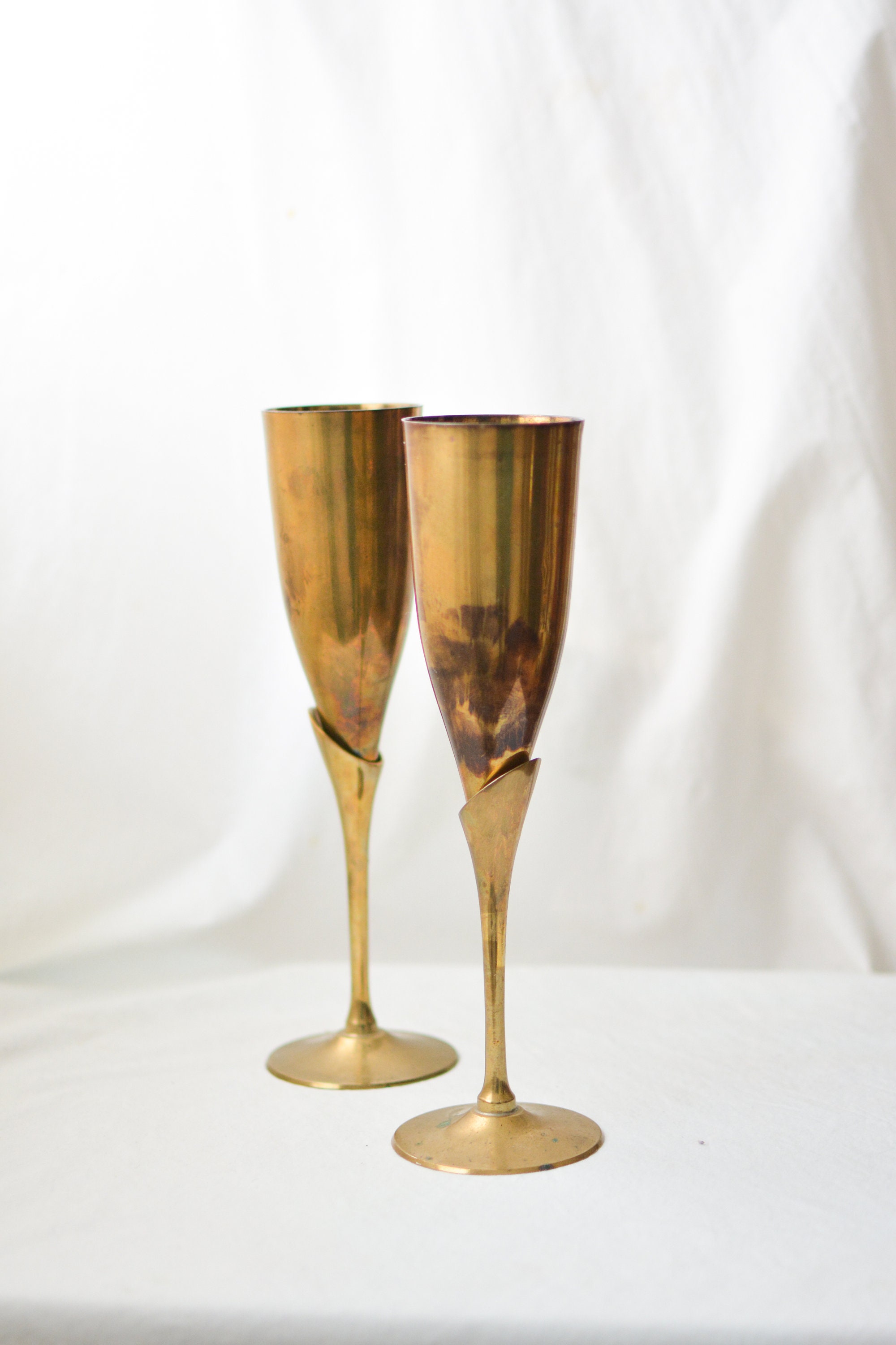 Vintage Messing Wein Tassen Champagner Patina goldene | Etsy