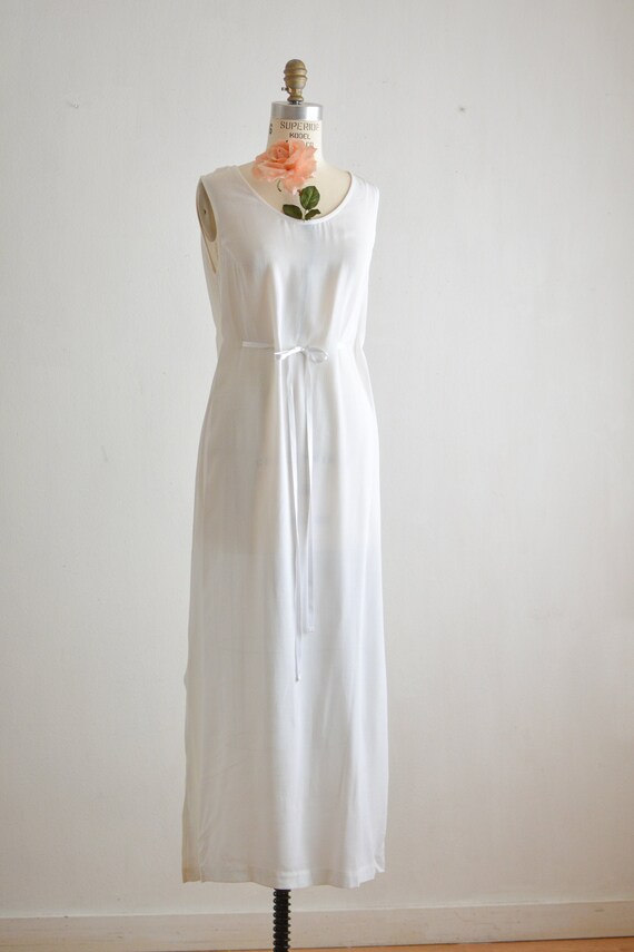 Vintage white maxi dress slip on 1990's summer sli