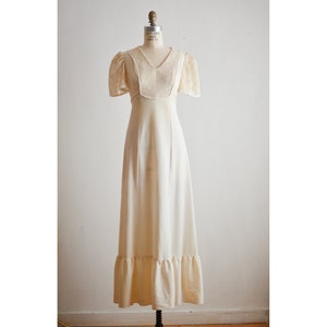 Vintage 1970's cream dress size small fit and flared gunne sax prairie romantic dress bridal wedding gown bridal party