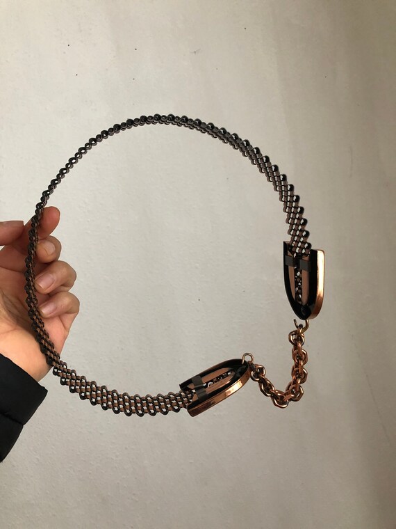 Renoir belt copper Basket Weave With Chain Link Vi