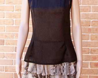 Black Pleated Silk Organza Top/VH1601TP2002