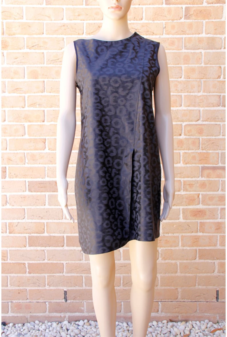 Black Pleated Print Silk DressVH1601DR2001BK