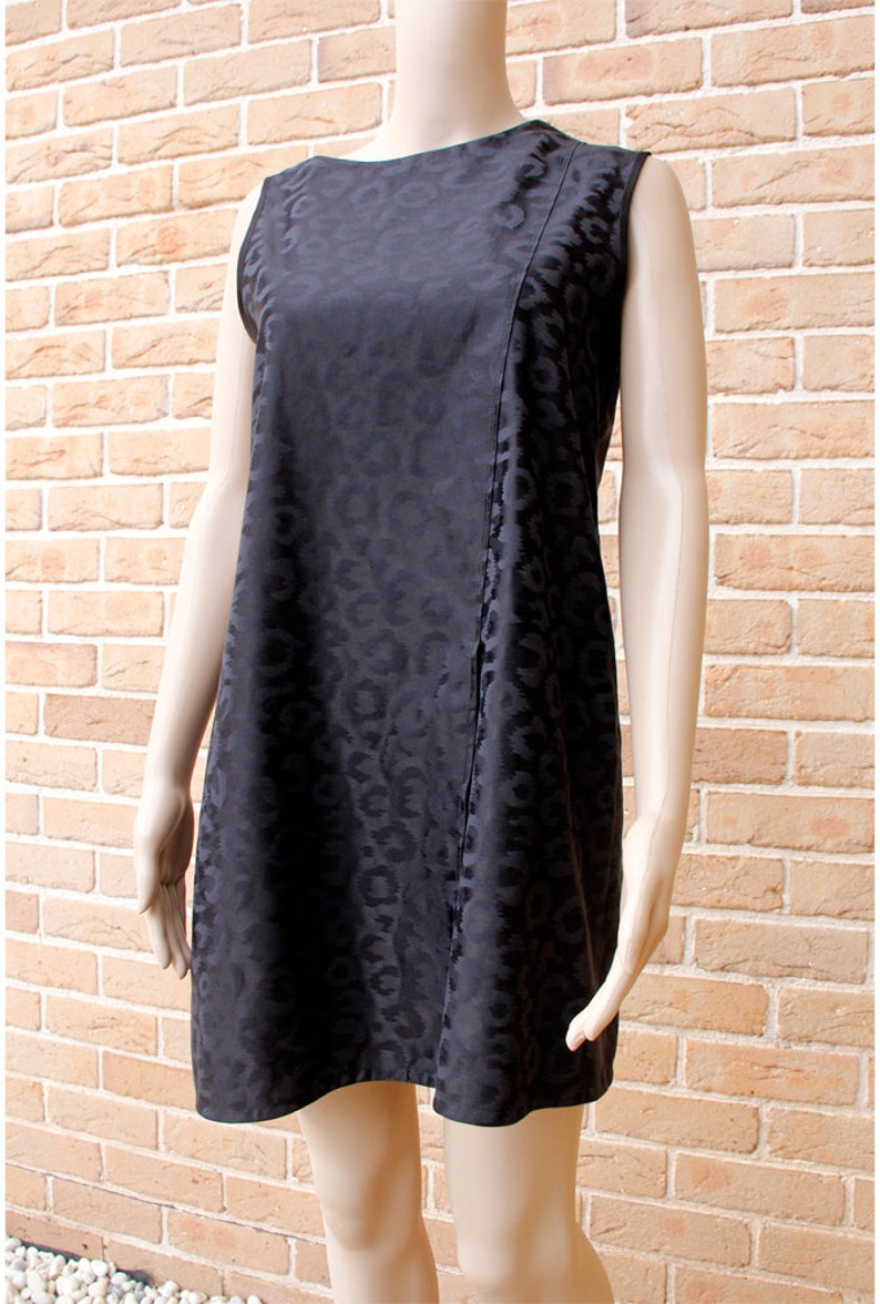 Black Pleated Print Silk DressVH1601DR2001BK