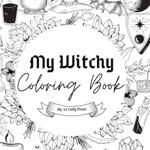 My Witchy Coloring Book Digital 10 Pages Download PDF Printable, Grimoire Printable, Book of Shadows