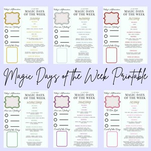 Magic Days of the Week Journal Printable, PDF Download, Book of Shadows, Grimoire, Witchy
