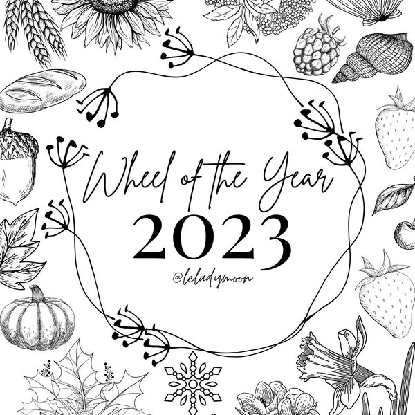 Wheel of the Year Coloring Book Digital Download 10 Pages Printable PDF, Book of Shadows, Grimoire