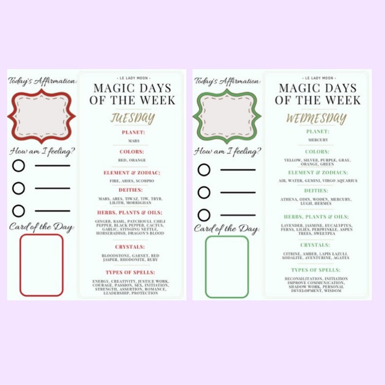 Magic Days of the Week Journal Printable, PDF Download, Book of Shadows ...
