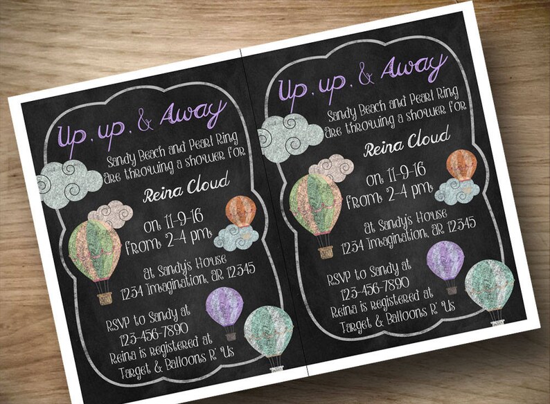 Hot Air Balloons Baby Shower Invitation DIGITAL DOWNLOAD Etsy