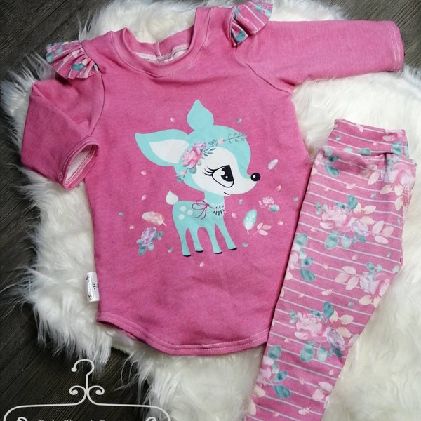 Deer boho flutter tunic leggings baby girl 36 months