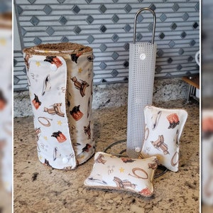 Toalhas de papel reutilizáveis // "Cowboy Up" Toalhas de papel de encaixe em rolo // Toalhas de papel ecológicas, Panos de cozinha com botões Sem papel