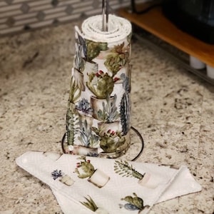 Asciugamani di carta riutilizzabili Cactus Succulente // Asciugamani di carta ecologici con o senza bottoni a pressione // Asciugamani di carta lavabili con bottoni a pressione
