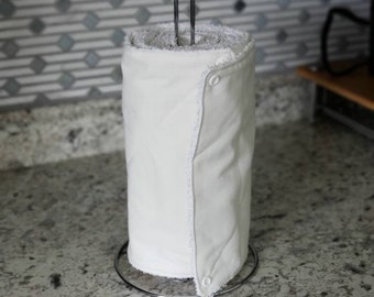 ALL WHITE Reusable Paper Towels // Paperless Towels with or without Snaps // 9 12 18 24 Towels on a roll // bleach safe ecofriendly home