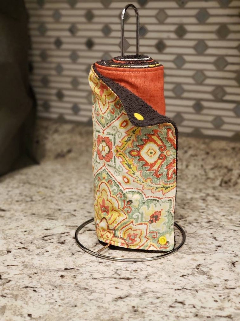 Reusable Unpaper Towels With Snaps Chevron Oranges Snap Etsy
