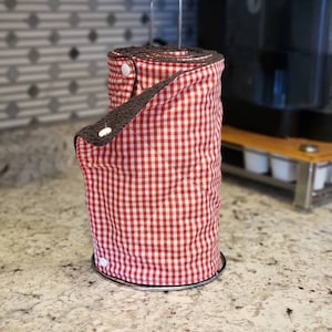 Toalhas de papel reutilizáveis // Xadrez xadrez vermelho // Toalhas ecológicas sem papel com ou sem botões de pressão // Suporte para rolo de papel toalha de pano //
