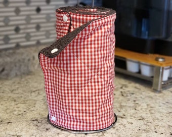 Reusable Paper Towels // Red Gingham Plaid // Eco Friendly Paperless Towels with snaps or without snaps // Cloth Paper Towel Roll holder //