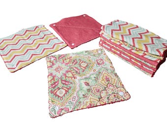 Reusable Paper Towels: Fall Colors, Cotton Terrycloth, Set of 12