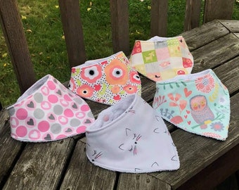 Bandana Bibs / Solid Colors or Prints / 2 ply cotton Terrycloth