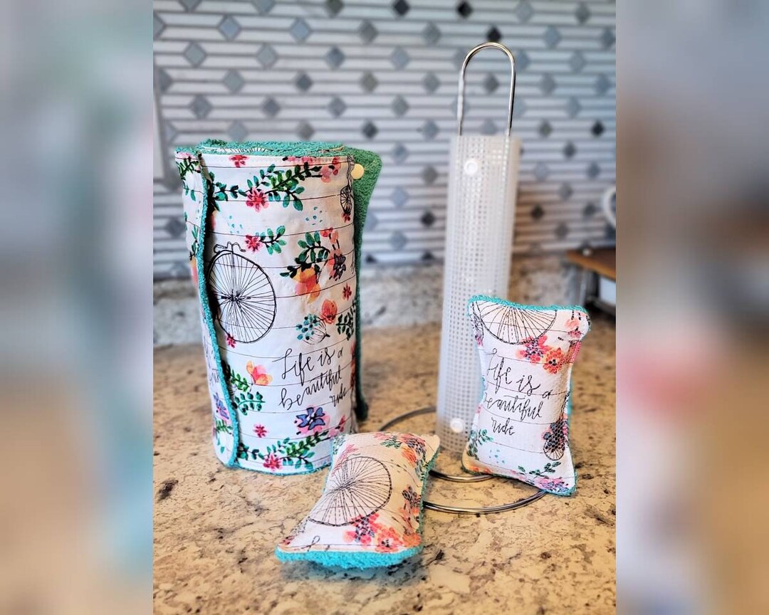 Reusable Unpaper Towels/ Life is A Beautiful Ride /snap Together Paper