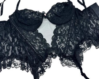 Vintage Black Lace Corset- Emil Bole size Large