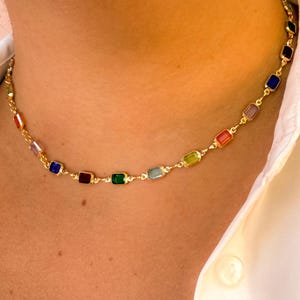 Gold Filled Crystal Choker Necklace: Dainty Zircon Gemstone Jewelry