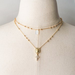 Virgen de Guadalupe, Scapular Necklace,Mother of Pearl,Scapular Charm,Minimalist Necklace,Religious Jewelry,Dainty Necklace,Gifts for Her