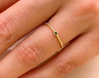 Emerald Ring: 18k Gold Vermeil Stacking Ring