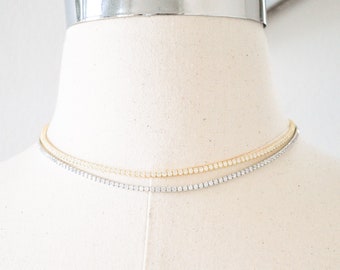 Crystal Necklace,Choker Necklace,Layered Necklace,Dainty Necklace,Gold Choker,Dainty Choker,Dainty Jewelry,Birthday Gift,Tennis Necklace