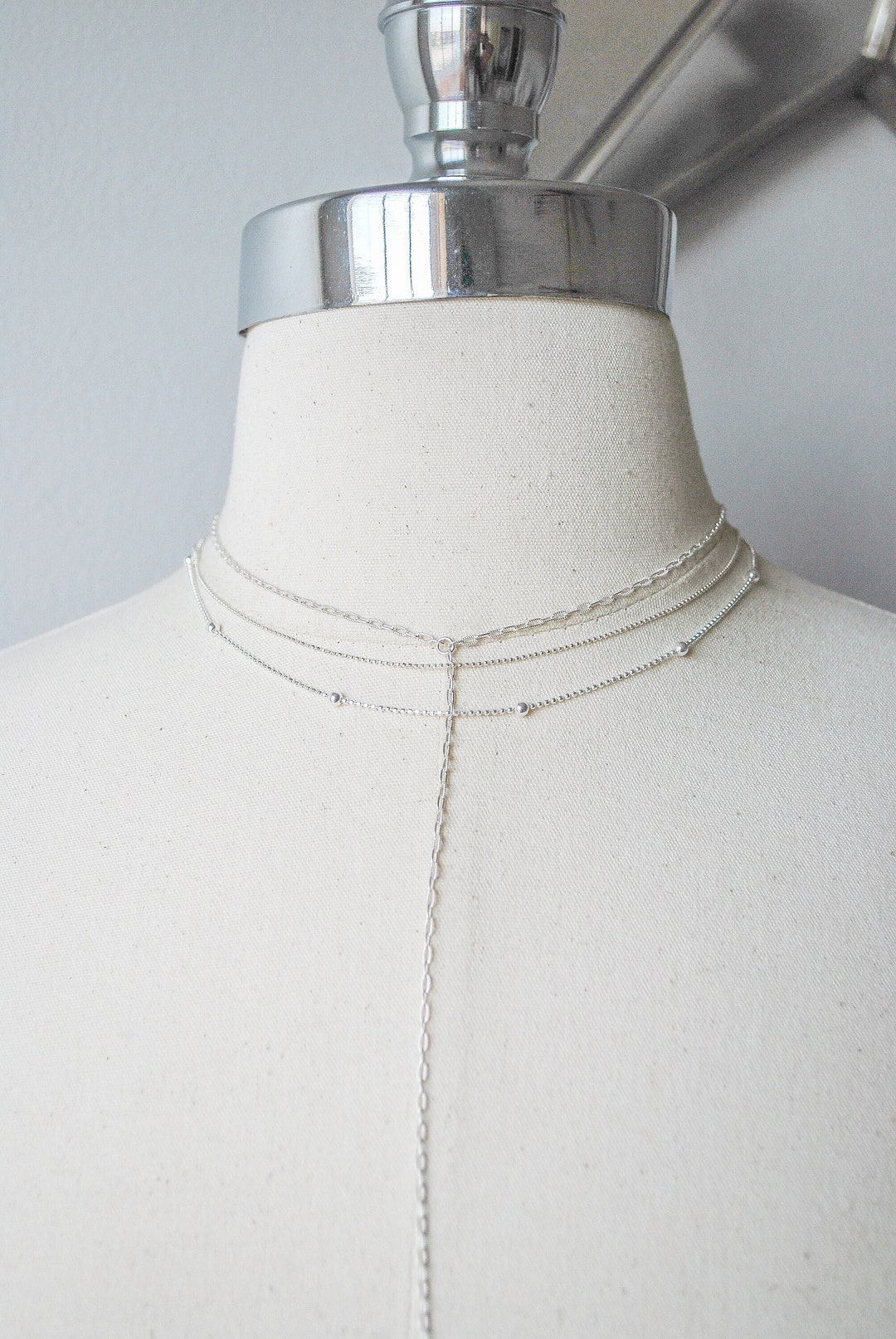 Dainty Silver Bead Necklace Set Layered Necklace Set Silver Etsy